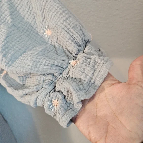 Listicle womens med blue pink florets cottagecore midi dress 100% cotton lined - Picture 3 of 7